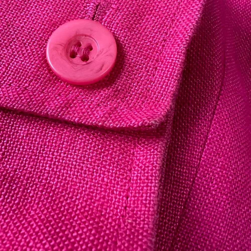 Talbots Blazer Womens 12 Fuschia Pink Irish Linen Colorful Jacket Wedding Summer - Picture 13 of 16